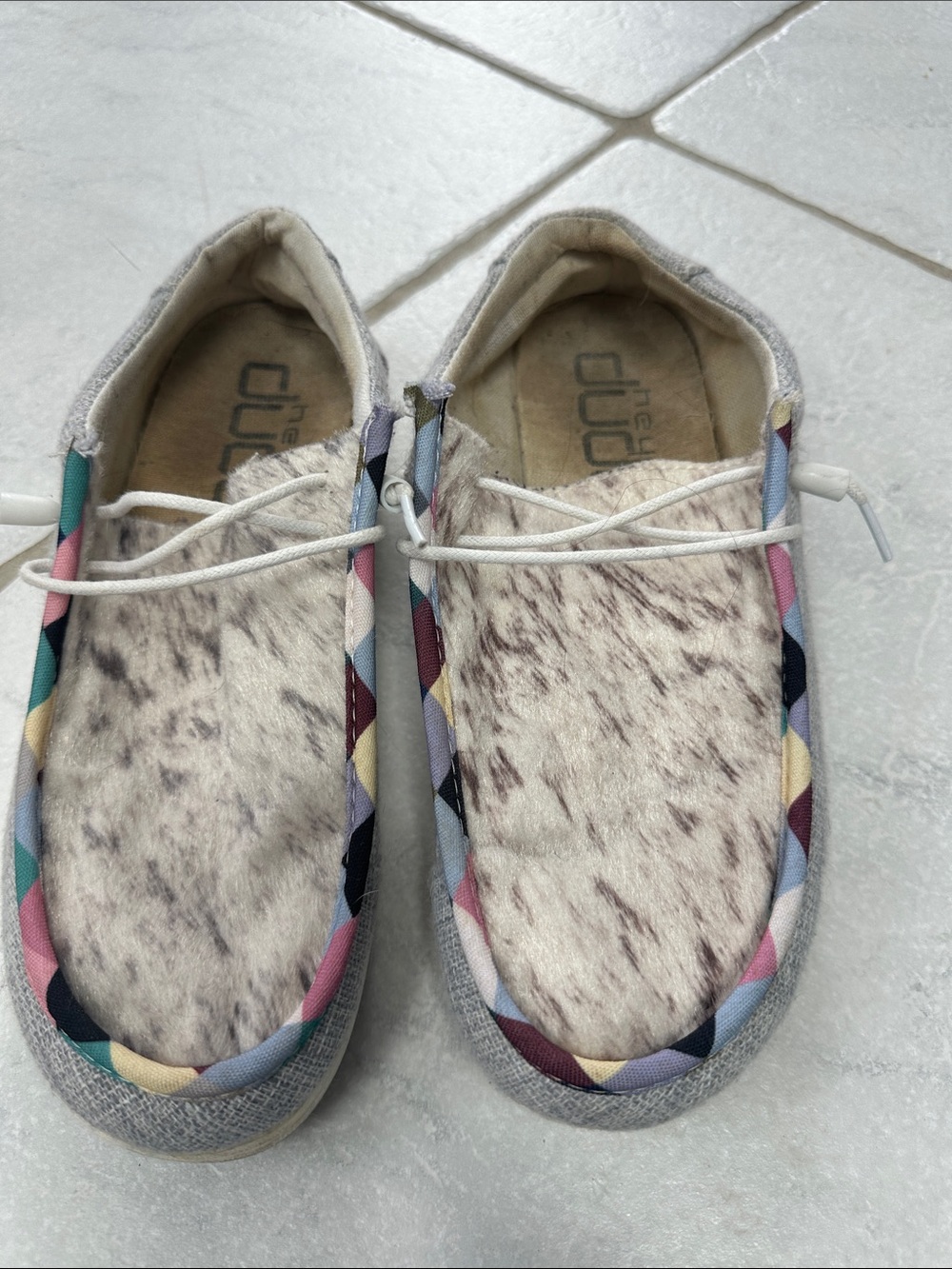 Hey Dude Cow print slip on Sneaker Size 40